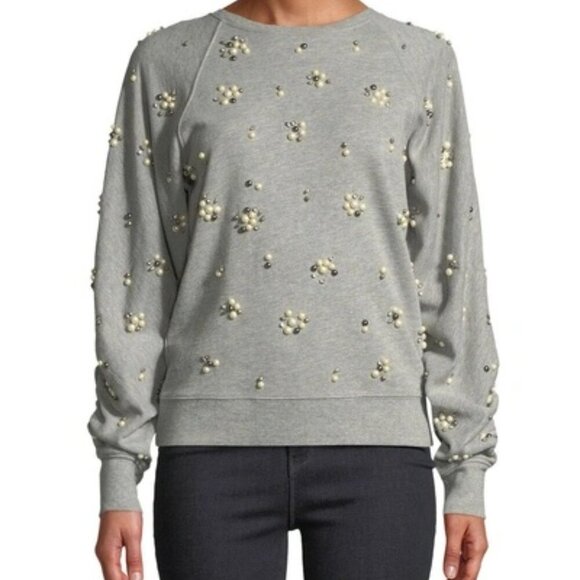 Joie Jesiah Embellished Faux Pearl Pullover Sweatshirt Size - Large - Picture 1 of 11